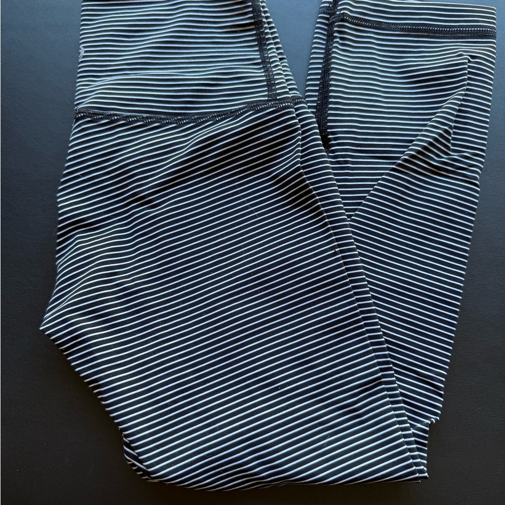 lululemon athletica Black and White Striped Leggings